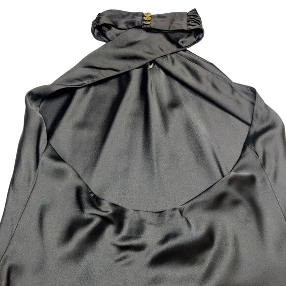 Show Me Your Mumu Jasmine Halter Midi Bias Slip Dress Black Luxe Satin Medium - Picture 5 of 16